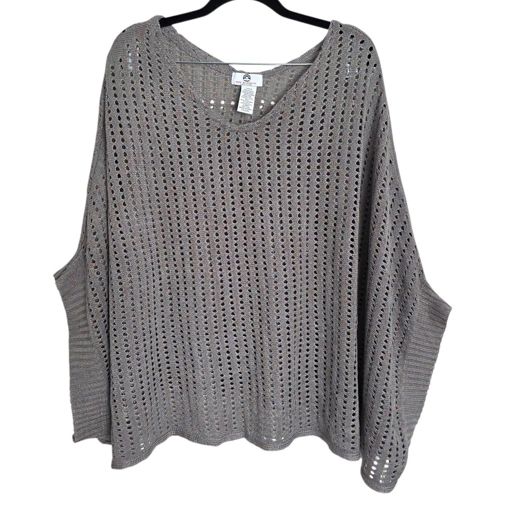 Big Buddha Gray & Rainbow Metallic One-Size Open Knitted Yoga Poncho